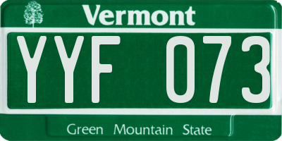 VT license plate YYF073