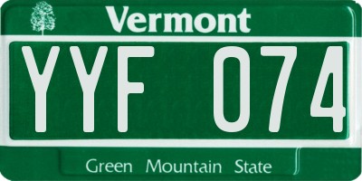 VT license plate YYF074