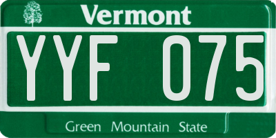 VT license plate YYF075
