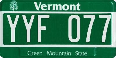 VT license plate YYF077