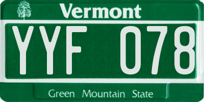 VT license plate YYF078