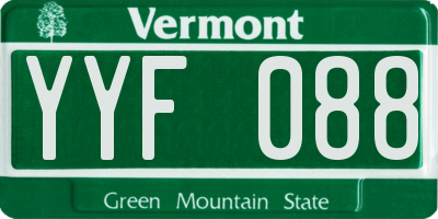 VT license plate YYF088