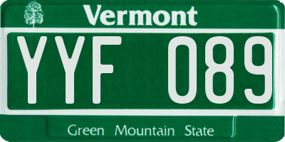 VT license plate YYF089