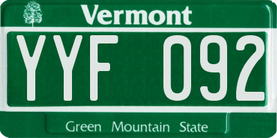 VT license plate YYF092