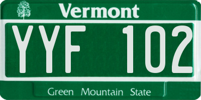 VT license plate YYF102