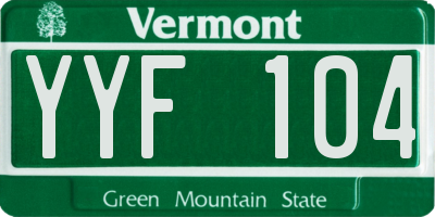 VT license plate YYF104