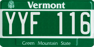 VT license plate YYF116
