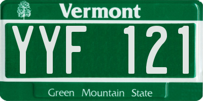 VT license plate YYF121