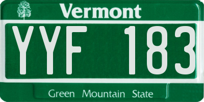 VT license plate YYF183