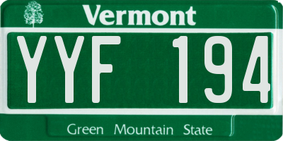VT license plate YYF194