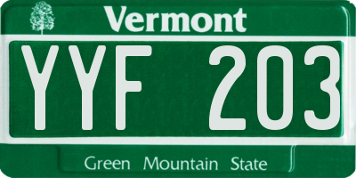 VT license plate YYF203