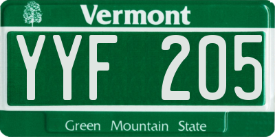VT license plate YYF205