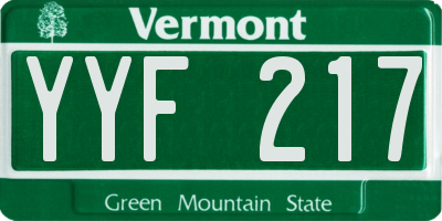 VT license plate YYF217