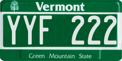 VT license plate YYF222