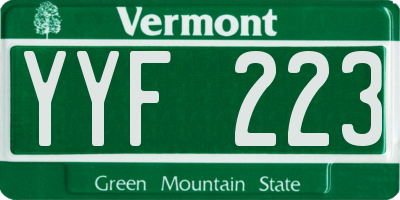 VT license plate YYF223