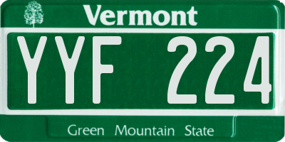 VT license plate YYF224