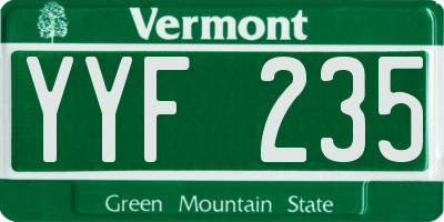 VT license plate YYF235
