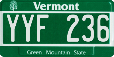 VT license plate YYF236