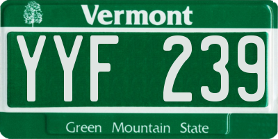 VT license plate YYF239
