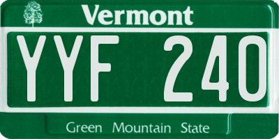 VT license plate YYF240