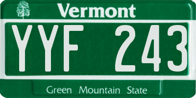 VT license plate YYF243