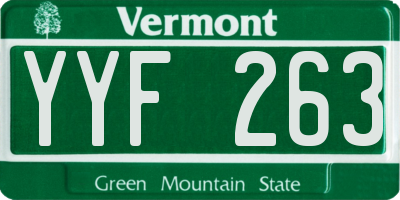 VT license plate YYF263