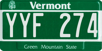 VT license plate YYF274