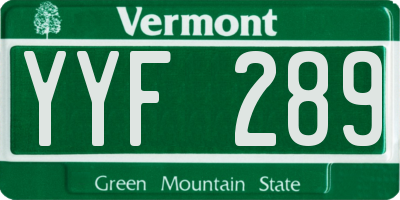 VT license plate YYF289