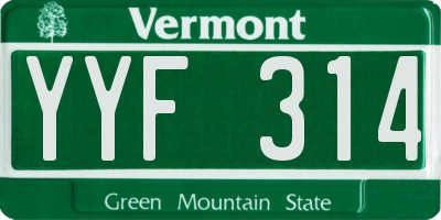 VT license plate YYF314