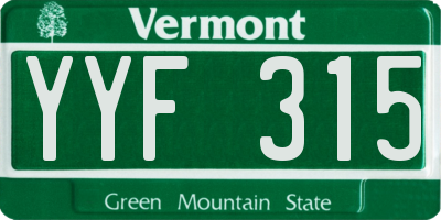 VT license plate YYF315
