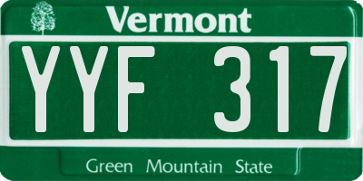 VT license plate YYF317