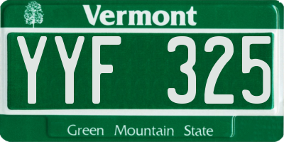VT license plate YYF325