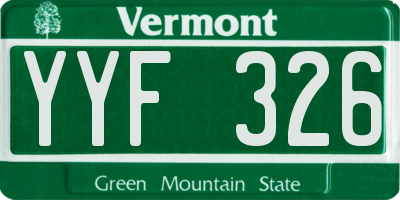 VT license plate YYF326