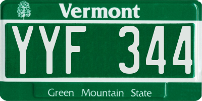 VT license plate YYF344