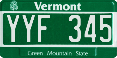 VT license plate YYF345