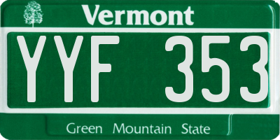 VT license plate YYF353