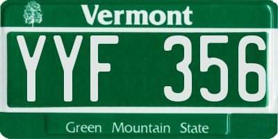 VT license plate YYF356