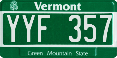 VT license plate YYF357