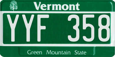 VT license plate YYF358