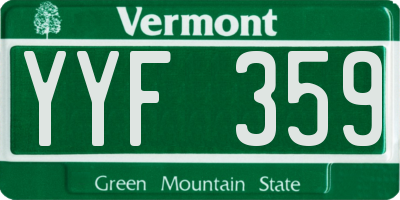 VT license plate YYF359