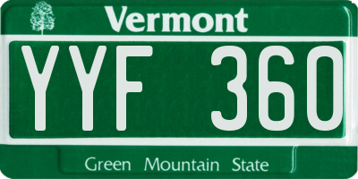 VT license plate YYF360