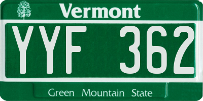 VT license plate YYF362