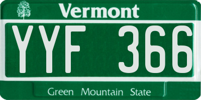 VT license plate YYF366