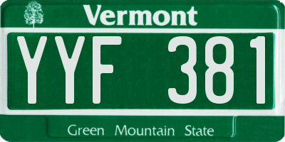 VT license plate YYF381