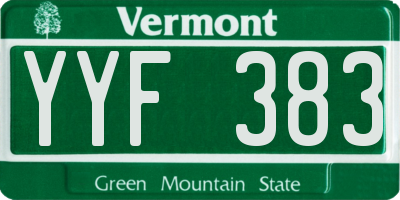 VT license plate YYF383