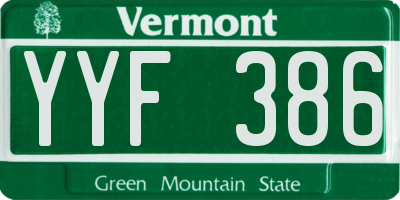 VT license plate YYF386