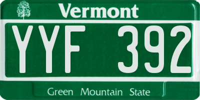 VT license plate YYF392
