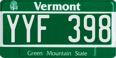 VT license plate YYF398