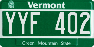 VT license plate YYF402