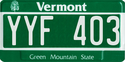 VT license plate YYF403